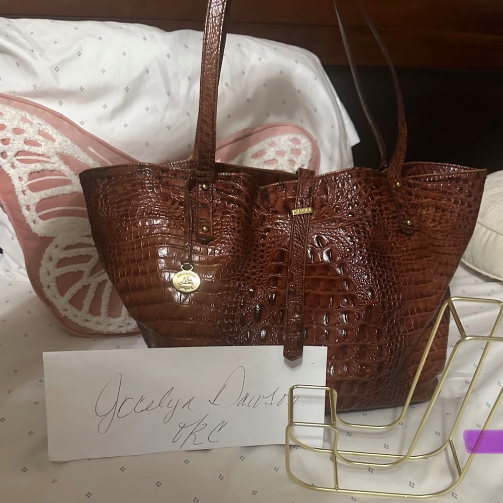 Brahmin pecan tote Crocodile Embossed Tote Bag